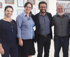 Heraldo Neves e Emilia Belinati reunidos com o prefeito de Cianorte, Claudecir Bongiorno.