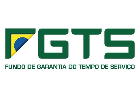 logomarca do FGTS - Fundo de Garantia do Tempo de Serviço, escrita em verde, com letras em caixa alta