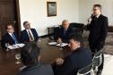 Governador em exercício Deputado Ademar Traiano, acompanhado pelo, presidente da Fomento Paraná, Juraci Barbosa, o Secretário de Comunicação, Paulino Viapiana, Diretor de Pesquisa e Desenvolvimento da Dexter, Milton Isac Braida, Diretor Comercial da Dexter, Carlos Anacleto Oleas, Diretor Executivo da Dexter, Ricardo Frederico, durante assinatura de contrato de financiamento da linha Inovacred com a empesa Dexter Latina.
Curitiba, 14/10/2015.