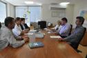 O vice-prefeito de Campo Magro, Osmar Leonardi, o secretário de Indústria, Comércio e Trabalho, Roberto Carlos Soares, e a agente de crédito do município, Inês de Brito, foram recebidos na Fomento Paraná nesta terça-feira (14/11).