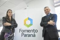 Os novos diretores da Fomento Paraná Mayara Puchalski e Renato Maçaneiro, respectivamente Administrativo e Financeiro e de Mercado..