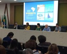 O diretor da ABDE e diretor presidente da Fomento Paraná, Heraldo Alves das Neves, faz a abertura do Seminário de Desenvolvimento da Região Nordeste, em Natal (RN).