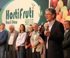 O secretário da Agricultura e Abastecimento, Norberto Ortigara, na abertura da HortiFruti Brasil Show 2013, que acontece nas dependências do Ceasa-PR, com a participação da Fomento Paraná.