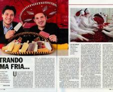 Os jovens engenheiros empreendedores Gean Chu e Gilberto Verona, fundadores da Los Paleteros, em reportagem da Revista Veja.