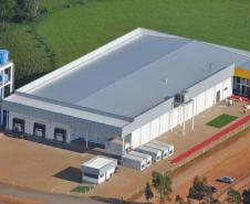 Vista aérea da nova fábrica de sorvetes da marca Los Paleteros, em Barracão, no Sudoeste do Paraná, que obteve financiamento da Fomento Paraná.