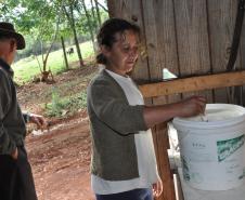 Irene Giteski Ferreira, agricultora de Porto Barreiro, financiou duas vacas pelo Paraná Juro Zero, da Fomento Paraná.