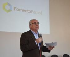O diretor de operações do Setor Público da Fomento Paraná, Omar Sabbag Filho, participa de encontro da Amocentro, em Pitanga, no Centro-Sul do Estado.