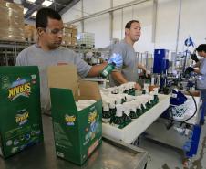 Linha de produção da DEXTER LATINA, que produz o multi-inseticida STRAIK, que mata as larvas do mosquito da dengue. Curitiba, 30-07-15.Foto: Arnaldo Alves / ANPr.