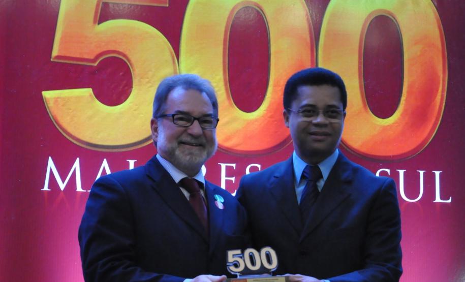 Fomento Paraná é destaque no ranking das 500 maiores do Sul 2013 Pelo terceiro ano consecutivo, a Fomento Paraná, instituição financeira de desenvolvimento do Governo do Paraná, é destaque no ranking empresarial das 500 Maiores do Sul. A empresa ficou em 1º lugar nos quesitos “liquidez” e “menor endividamento”, na 2ª colocação em “rentabilidade sobre a receita” e 5º lugar em “capital de giro” entre as 100 maiores empresas paranaenses.