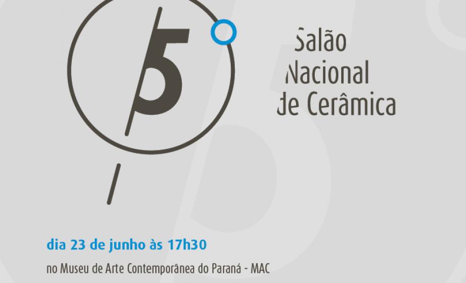 O 5º SALÃO NACIONAL DE CERÂMICA será aberto nesta quinta (23/06), às 17h30, no Museu de Arte Contemporânea do Paraná (MAC-PR). O salão é realizado pelo Museu Alfredo Andersen (MAA) e Sociedade Amigos de Alfredo Andersen, com apoio da Secretaria de Estado da Cultura e patrocínio da Copel, Sanepar e Fomento Paraná. A entrada é gratuita.