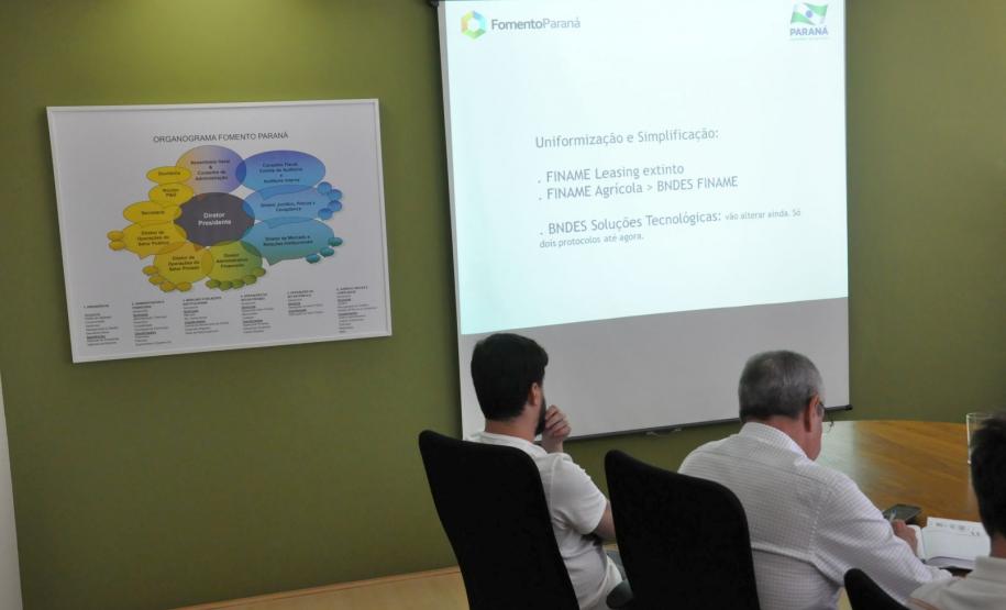 Reunião sobre mudanças nas linhas de crédito do BNDES.