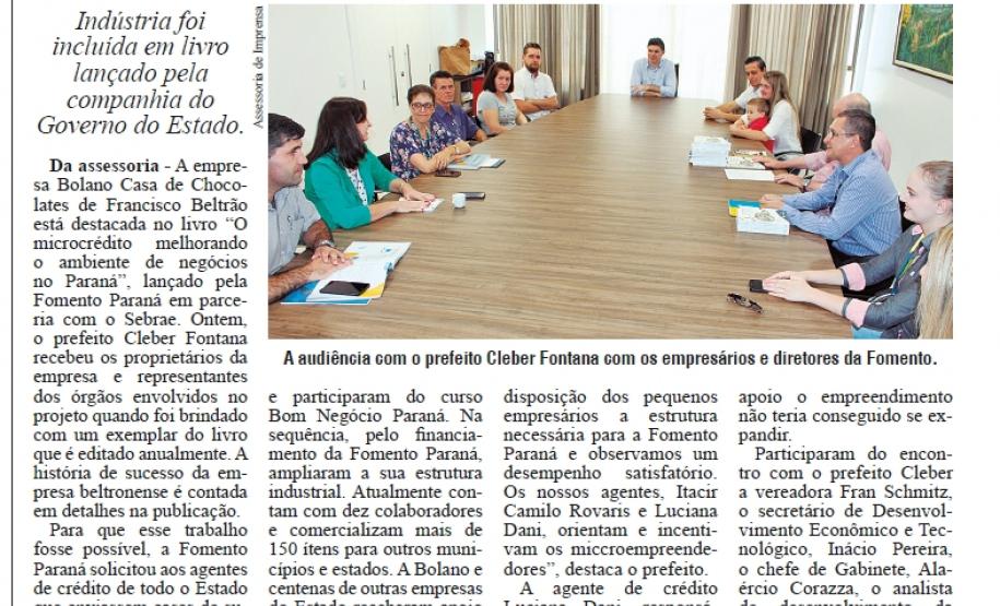 Pequena indústria estabelecida no município foi incluída em livro lançado pela instituição do Governo do Estado em parceria com o Sebrae/PR.