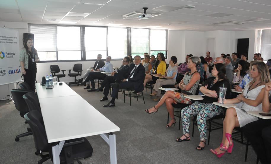 Evento de Avaliação e Desempenho 2019 e Planejamento Estratégico 2019 da Fomento Paraná, organizado pela ASSEAF e Assessoria de Planejamento Estratégico, com patrocínio da Caixa Econômica Federal.
