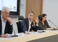 Norberto Ortigara, Claudio Stabile e Mayara Puchalski apresentam o FIDC Agro em reunião online do COMSEFAZ